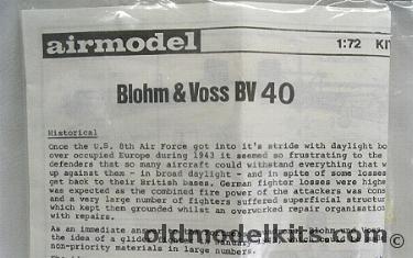 Airmodel 1/72 Blohm & Voss BV 40, 329  plastic model kit